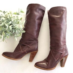 DINGO Braided Ankle Strap Knee High Boots